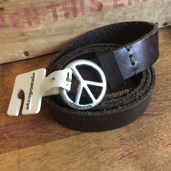 Aeropostale Accessories - NEW Aeropostale Leather Belt Logo Peace Sign large